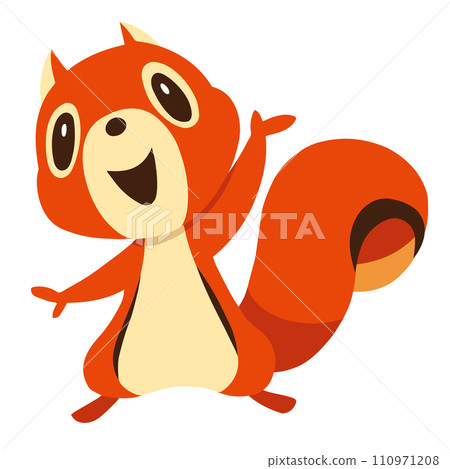 Hand-drawn cute squirrel character 4 (raises one hand) Hand-drawn cute squirrel character 4 (raises one hand) 110971208