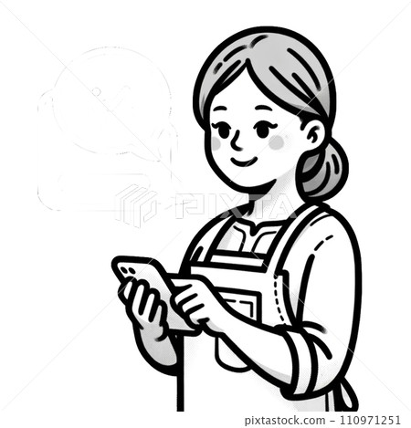 操作智慧型手機的家庭主婦 110971251