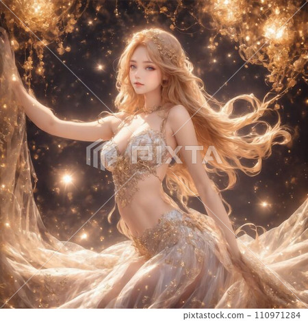 穿著漂亮裙子的日本混血女人_AI 110971284