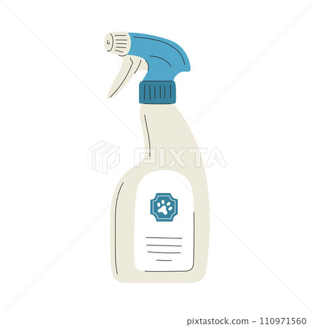 Spray for dogs. A pet care item. A flat vector illustration isolated on a white background. Spray for dogs. A pet care item. A flat vector illustration isolated on a white background. 110971560