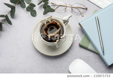 A glass cup of freshly brewed coffee 110971733