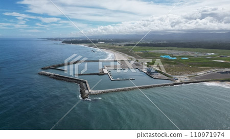 Proof of rebirth - Aerial view of Ukedo Fishing Port in Namie Town, which survived the earthquake disaster 1 110971974
