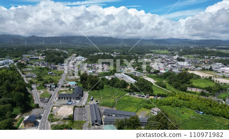 Tomioka Town seen from above - Aerial shots of the expansive landscape and the breath of the region 110971982