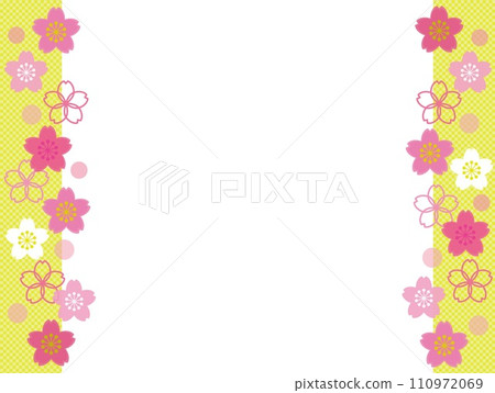 Cherry blossom frame checkered pattern white space Cherry blossom frame checkered pattern white space 110972069