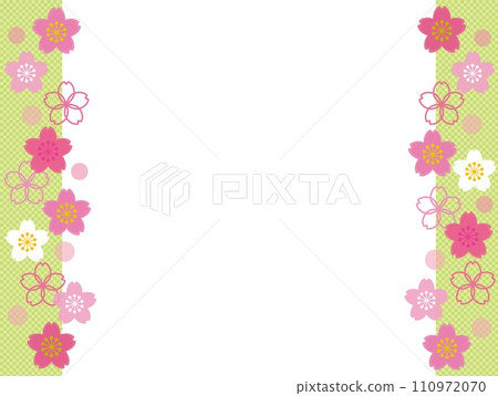 Cherry blossom frame checkered pattern white space 110972070