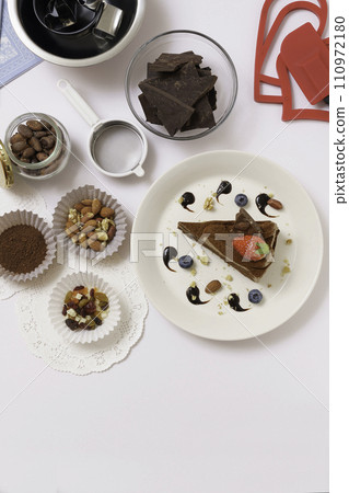 Chocolate cake Valentine's Day handmade cooking vertical position Chocolate cake Valentine's Day handmade cooking vertical position 110972180