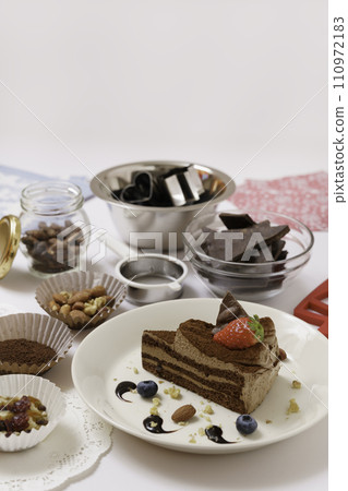 Chocolate cake Valentine's Day handmade cooking vertical position 110972183
