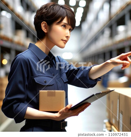 在倉庫工作的女工 110972431