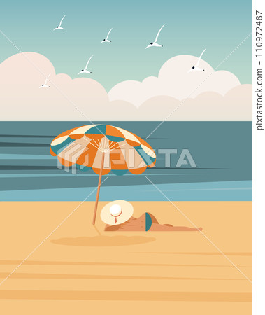 woman, beach, sea 110972487