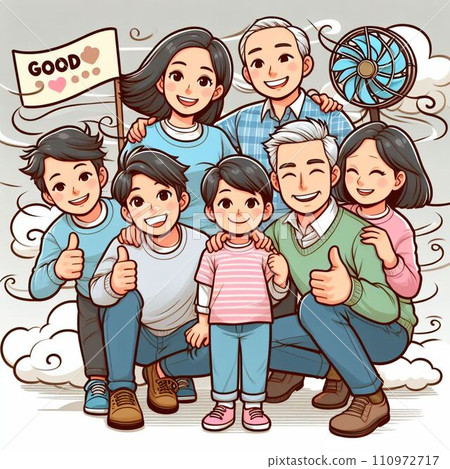 Smiling woman who loves family in comic art style Smiling woman who loves family in comic art style 110972717