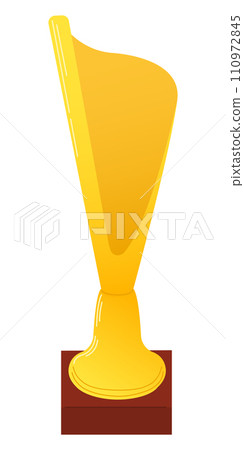 Vector illustration of winners trophy icon isolated on white background. Golden trophy as symbol of victory in sports event. Illustration for poster, icon, card, logo, banner or sticker. 110972845
