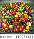 lots of vegetables and fruits 110973134