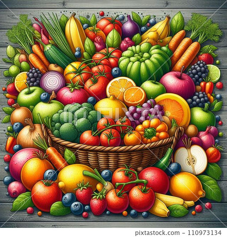 lots of vegetables and fruits lots of vegetables and fruits 110973134