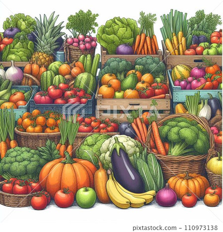 lots of vegetables and fruits 110973138