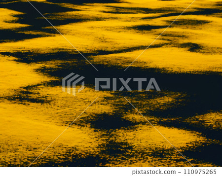 Yellow black abstract background reminiscent of clouds over a black bottom, top view. Accumulations of yellow smoke or powder on a dark base. Generated by AI Yellow black abstract background reminiscent of clouds over a black bottom, top view. Accumulations of yellow smoke or powder on a dark base. Generated by AI 110975265
