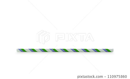green and purple striped paper drinking straw isolated on white background 110975860