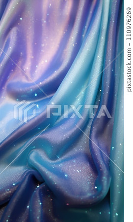 Glitter bokeh of satin fabric for background. Textile close up 110976269