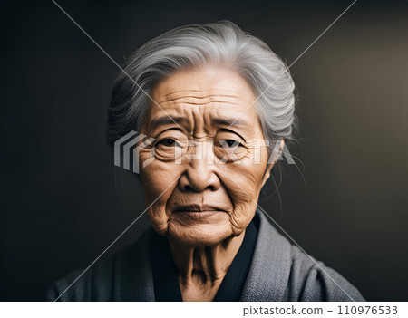 AI-generated image of a senior woman with a serious expression 110976533