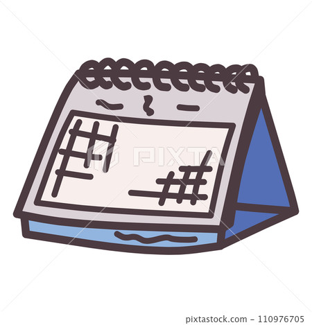 Illustration of a simply deformed hand-drawn desk calendar 110976705