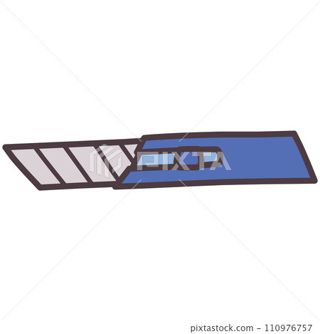 Illustration of a simply deformed hand-drawn cutter knife Illustration of a simply deformed hand-drawn cutter knife 110976757
