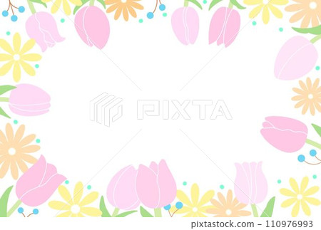 Spring frame of pink tulips Spring frame of pink tulips 110976993