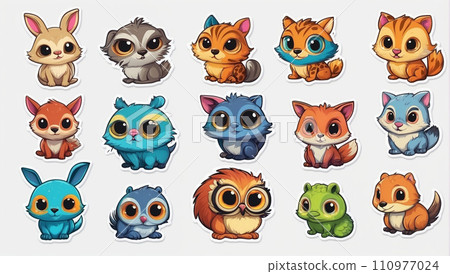 可愛的動物插圖集（使用 AI 和 Photoshop 創建） 110977024