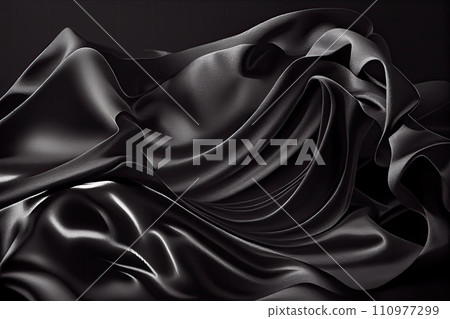 Abstract background. Black flying silk. Fabric in the wind. Cloth Wallpaper. 110977299