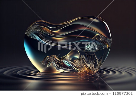 Transparent abstract glass. Curved wave in motion. Transparent abstract glass. Curved wave in motion. 110977301