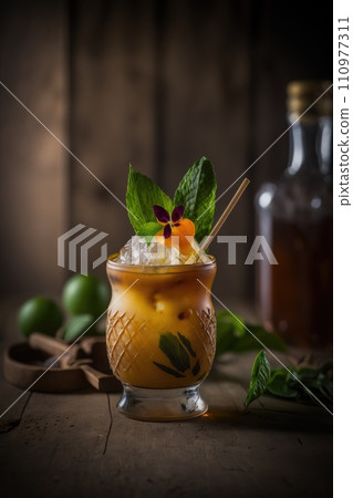 Mai-Tai cocktail at nice dark background. 110977311