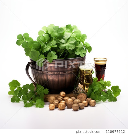 Composition for St. Patrick's Day isolated on white background Composition for St. Patrick's Day isolated on white background 110977612