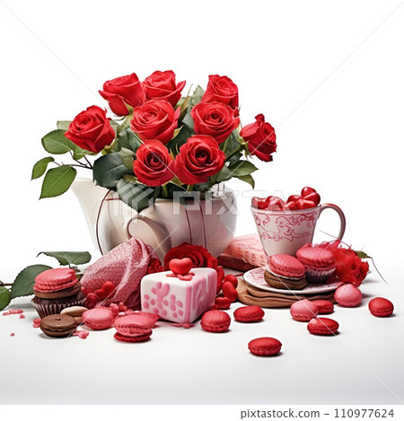 Valentine's Day Concept. Romantic objects isolated on white background. Valentine's Day Concept. Romantic objects isolated on white background. 110977624