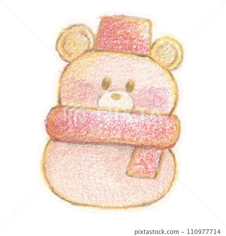 Illustration of a bear drawn with colored pencils 110977714