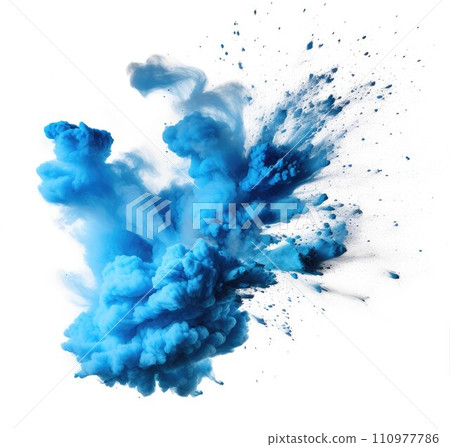 Powder explosion isolated on white background. Colored dust erupts 110977786