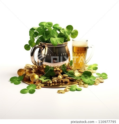 Composition for St. Patrick's Day isolated on white background 110977795