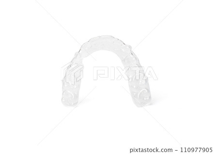 Invisalign braces. Invisible aligners on white background Invisalign braces. Invisible aligners on white background 110977905