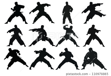 Martial arts,Collection of silhouettes of martial arts. 110978865