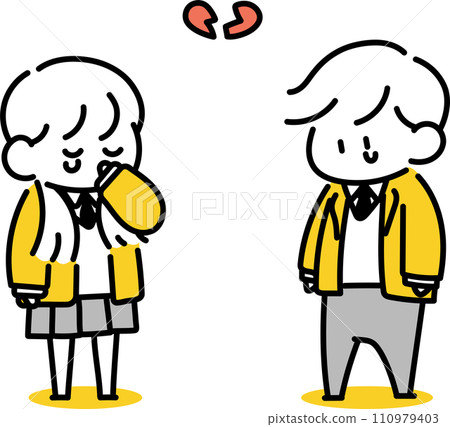 Shocked male and female students 110979403