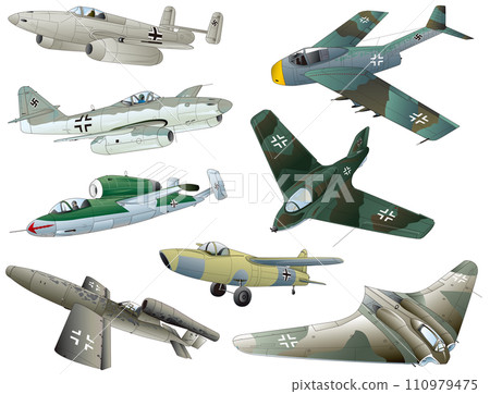 二戰末期誕生的八架納粹德國噴射戰鬥機和火箭戰鬥機的插圖集。 110979475