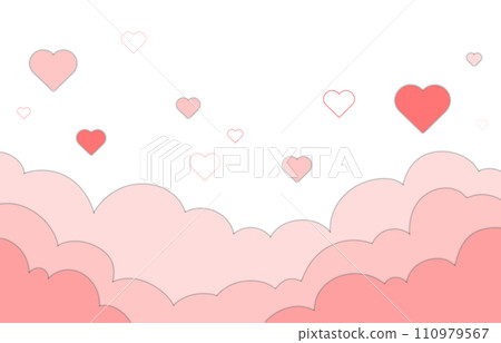 Heart Love paper cut Cloud pink frame Valentine's Day and anniversary Heart Love paper cut Cloud pink frame Valentine's Day and anniversary 110979567