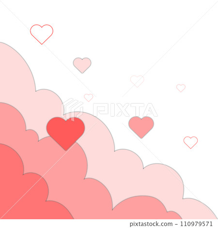 Heart Love paper cut Cloud pink frame Valentine's Day and anniversary	 110979571