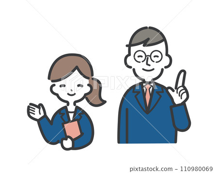 Business person color pointing and guiding with a smile 110980069