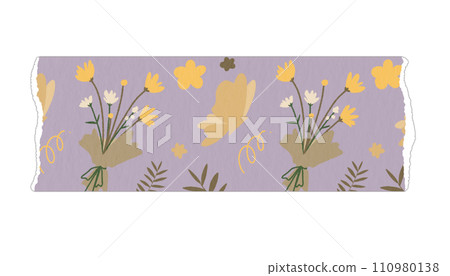 Washi tapes label digital planner minimal flower pattern Scrapbooking border banners	 110980138