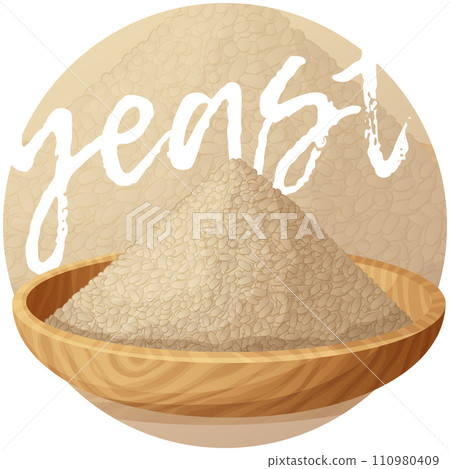 Dry yeast in wooden plate illustration, cartoon vector icon on gradient background Dry yeast in wooden plate illustration, cartoon vector icon on gradient background 110980409