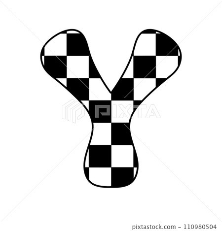 alphabet letter checkered typography y2k groovy retro  110980504