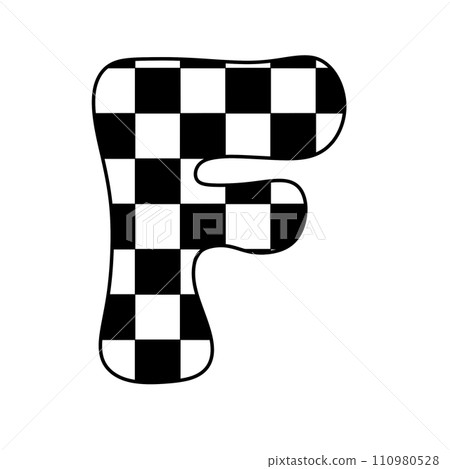 alphabet letter checkered typography y2k groovy retro  110980528