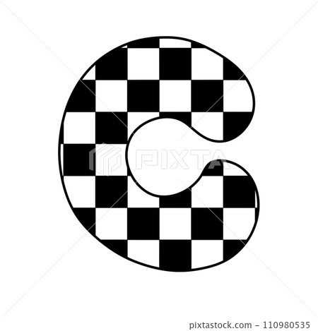 alphabet letter checkered typography y2k groovy retro  110980535