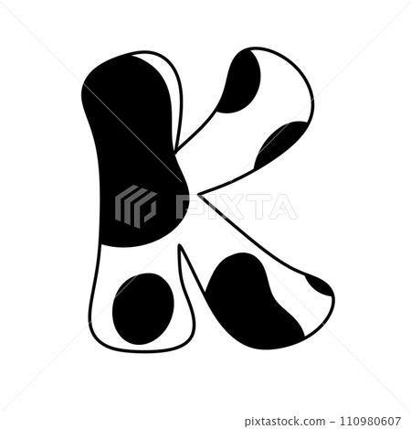 Cow spots letter Cow skin monogram Farm animal alphabet Cow spots letter Cow skin monogram Farm animal alphabet 110980607