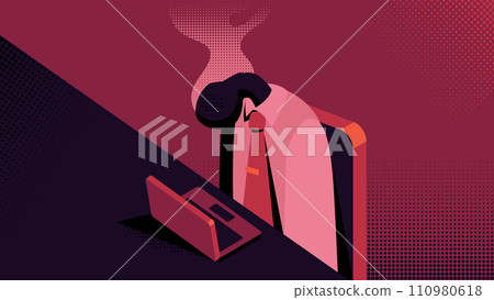 Burned Out at Work, Businessman with a Head like a Matchstick Burns out Flat Vector Illustration Concept 110980618