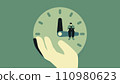 Work Life Balance, Businessman sitting and working on the Clock Flat Vector Illustration Concept 110980623