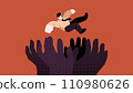 Support in Workplace, Businessmen received a lot of Support Hand Flat Vector Illustration Concept 110980626